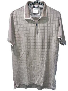 Denim & Flower Grid Knit Polo Gray Size L